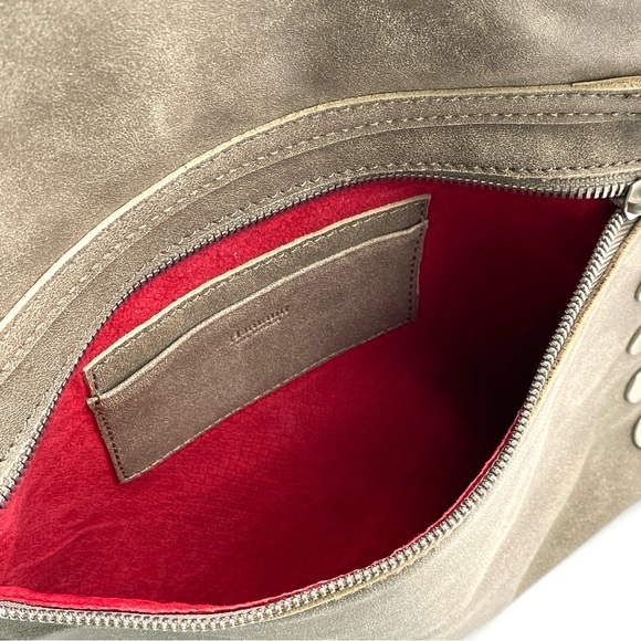 HAMMITT LOS ANGELES VIP MED PEWTER GREY  ZIP CROSSBODY Leather Clutch BAG Medium - Picture 5 of 8